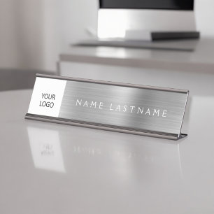 Placa De Mesa Logotipo personalizado moderno Silver Professional