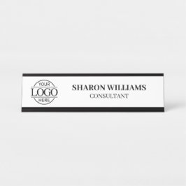 Placa De Mesa Logotipo personalizado | Preto e Branco Elegante p