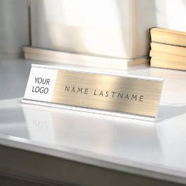 Placa De Mesa Logotipo Personalizado Profissional Dourado