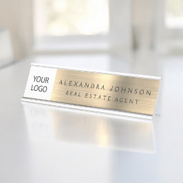 Placa De Mesa Logotipo Personalizado Profissional Dourado