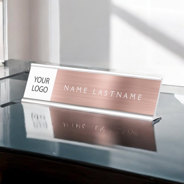 Placa De Mesa Logotipo Personalizado Rosa Dourado profissional (Criador carregado)