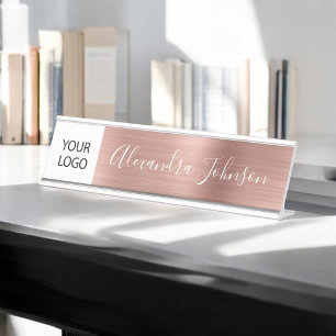 Placa De Mesa Logotipo personalizado Rosa executivo profissional