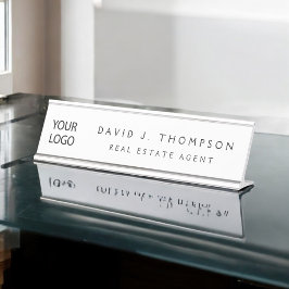 Placa De Mesa Logotipo Personalizado - White Professional