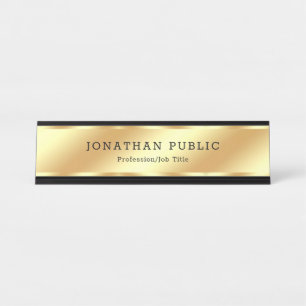 Placa De Mesa Luxo Elegante Dourado E Preto