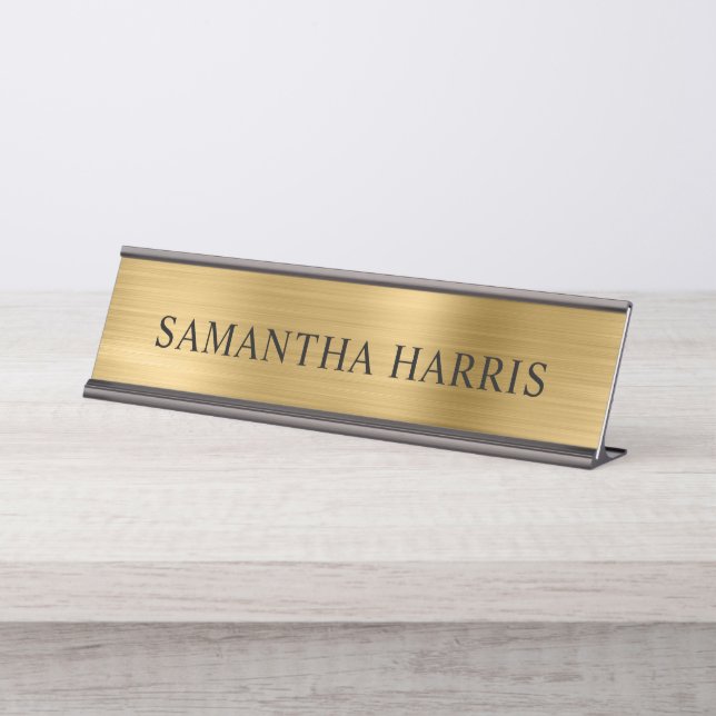 Placa De Mesa Luxo em Folha de Ouro Falso (Frente)