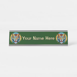 Placa De Mesa Manchas de tinta cores Arco-íris Cabeça de Tigre