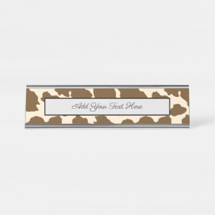 Placa De Mesa Manchas Marrons Estampa de Vaca Fazendeiro Animais