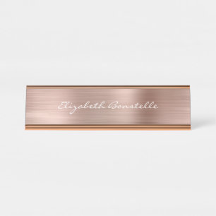 Placa De Mesa Manuscrito metálico Rosa Elegante com escovas Dour