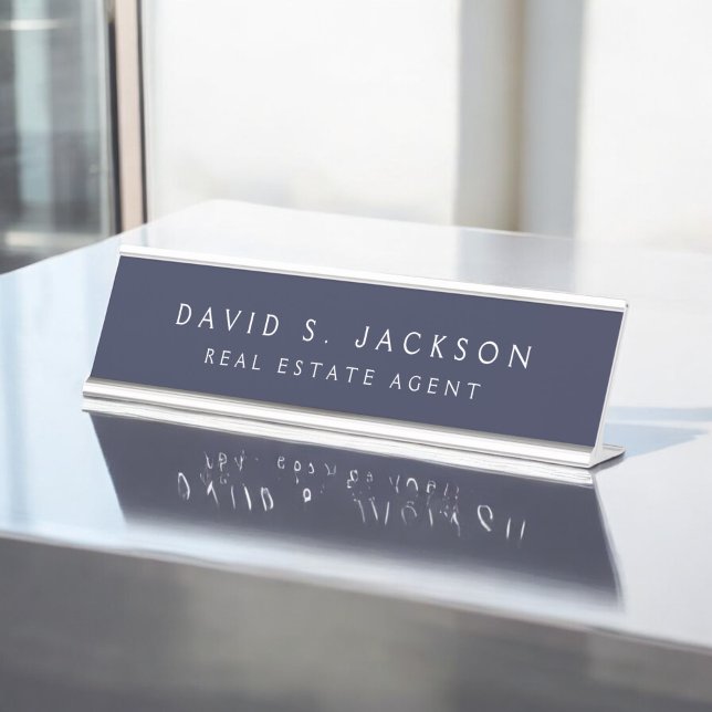 Placa De Mesa Marinho Azul White Modern Elegant Professional Cla (Criador carregado)