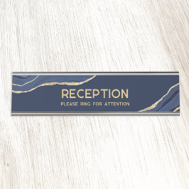 Placa De Mesa Marinho Blue Marble Agate Dourado - Recepção de br