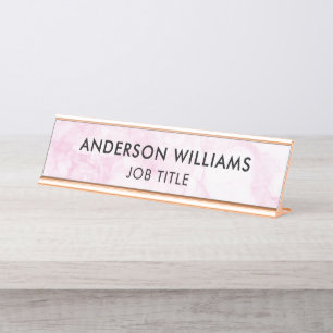 Placa De Mesa Mármore Branco Rosa Minimalista Personalizado