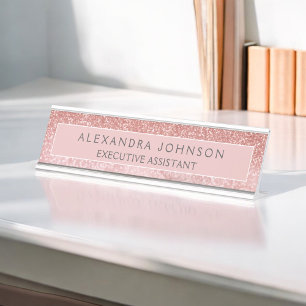 Placa De Mesa Mármore Dourado de brilho com Rosa profissional m