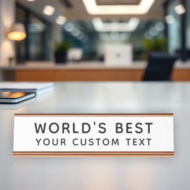 Placa De Mesa Melhor do Mundo Texto Personalizado Escritório Div (Criador carregado)