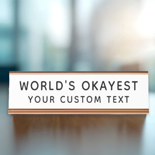 Placa De Mesa Melhor do Mundo Texto Personalizado Escritório Eng