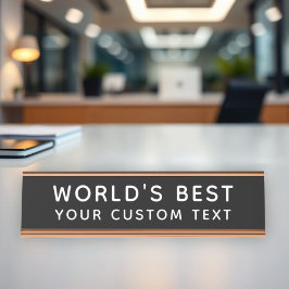 Placa De Mesa Melhor do Mundo Texto Personalizado Preto Escritór