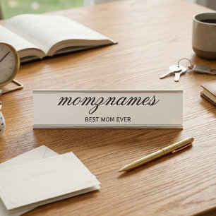 Placa De Mesa Melhor Mãe Personalizada Nome De Caligrafia