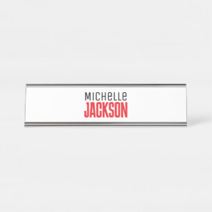 Placa De Mesa Mensagem Simples de Moderno Mínimo de Seu Nome