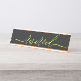 Placa De Mesa Mesa Reservada Cyber Lime Jet Black Script