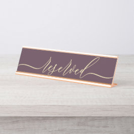 Placa De Mesa Midnight Fig & Champagne Script Table Reserved