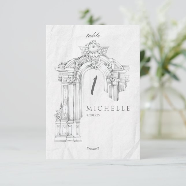 Placa de Mesa Mínima Romana Elegante (Em pé/Frente)