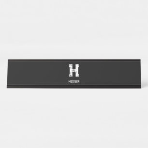 PLACA DE MESA MINIMALISTA BRANCA MONOGRAMA DE UMA LETRA NOME PRE