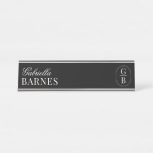 Placa De Mesa Minimalista Moderno Preto e Branco Ousado