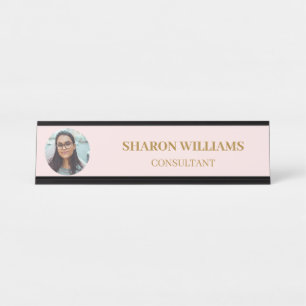 Placa De Mesa Minimalista Moderno Rosa Profissional Personalizad