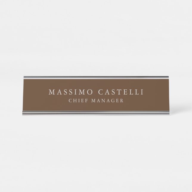 Placa De Mesa Minimalista Moderno Sofisticado Marrom Profissiona (Frente)