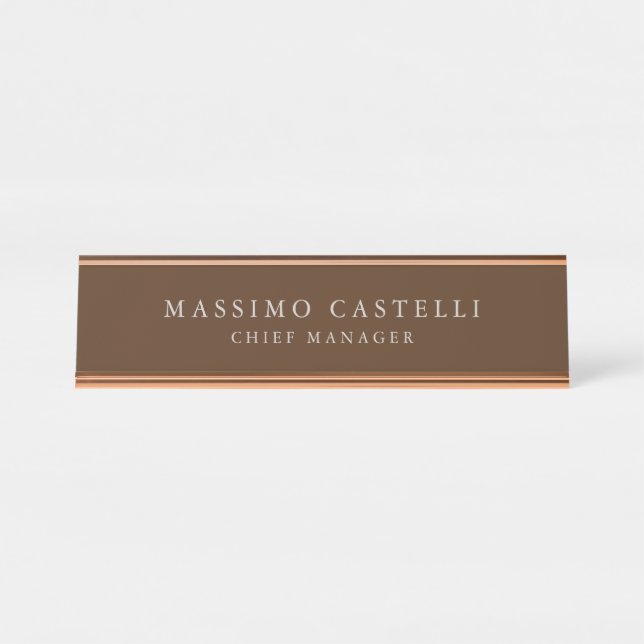 Placa De Mesa Minimalista Moderno Sofisticado Marrom Profissiona (Frente)