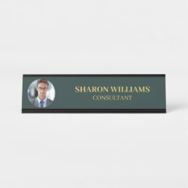 Placa De Mesa Minimalista Moderno Verde Profissional Personaliza