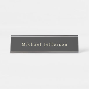 Placa De Mesa Minimalista Preto Fosco Tendência Nome Próprio