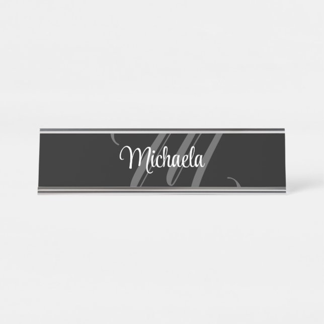 Placa De Mesa Minimalistic modern monogram initial name (Frente)