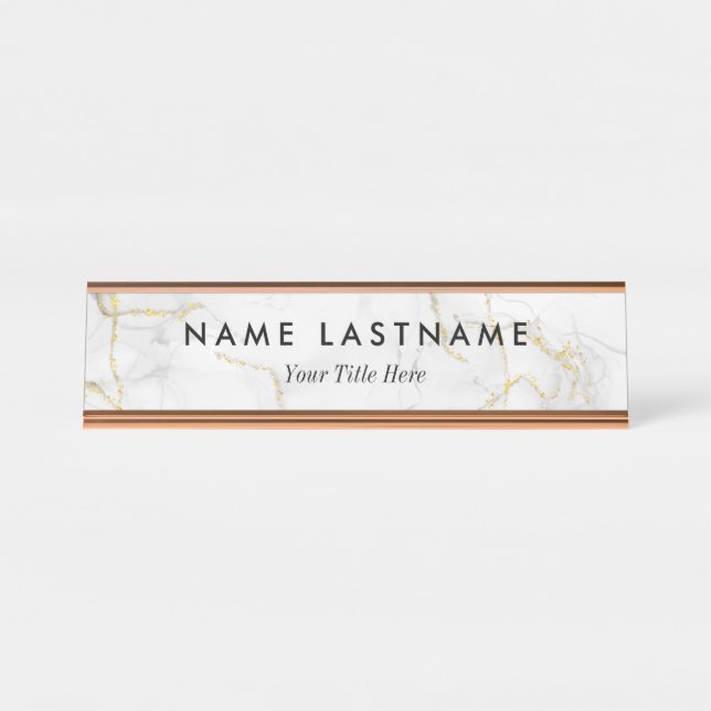 Placa De Mesa Mínimo de Cinzas brancas personalizadas (Frente)