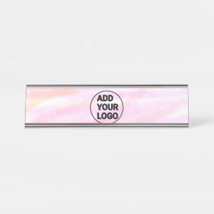 Placa De Mesa Mínimo de cor-de-água rosa simples adicionar log