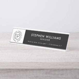 Placa De Mesa Ministro do Logotipo da Igreja Personalizada - Ver