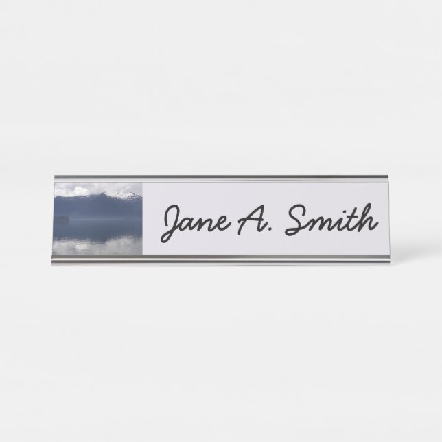 Placa De Mesa Misty Alaskan Sea in Shades of Blue (Frente)