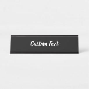 Placa De Mesa Modelo de Texto Simples de Script Preto e Branco