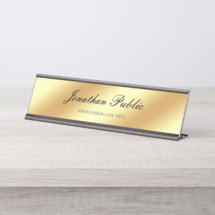 Placa De Mesa Modelo escrito à mão elegante do ouro do texto d