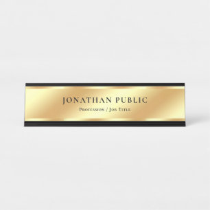 Placa De Mesa Modelo Luxuoso Personalizado Preto e Dourado Elega