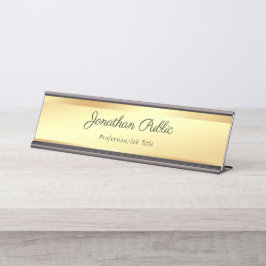 Placa De Mesa Modelo moderno Dourado elegante do texto da