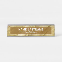 Placa De Mesa Modern Gold Marble Sign for Business & Office Desk