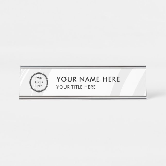 Placa De Mesa Modern Logo Professional Business Name Plate (Frente)