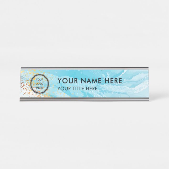 Placa De Mesa Modern Logo Professional Business Name Plate (Frente)