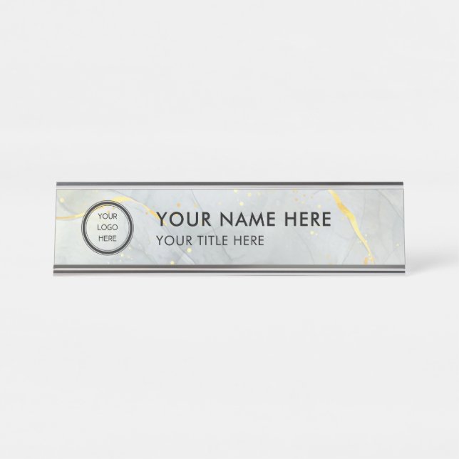 Placa De Mesa Modern Logo Professional Business Name Plate (Frente)