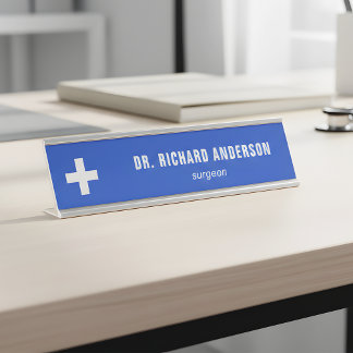 Placa De Mesa Modern Royal Blue Medical Officer