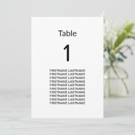 Placa de Mesa Moderna Simples Limpa Nomes de Convi