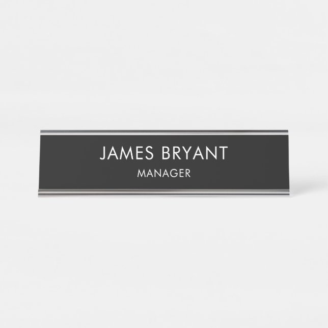 Placa De Mesa Moderno Dourado e Preto Glasurado - Adicionar Logo (Frente)