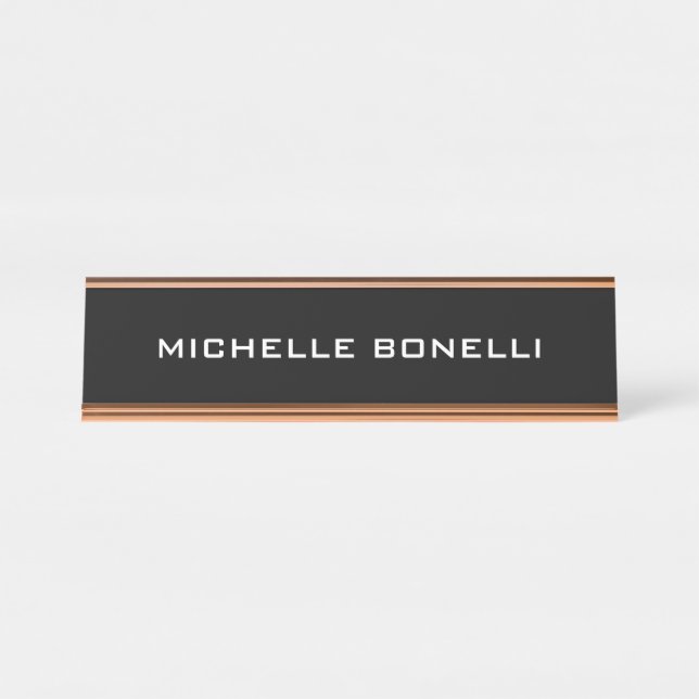 Placa De Mesa Moderno Mínimo Negro (Frente)