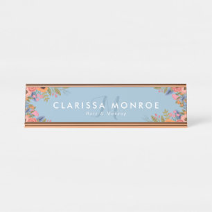 Placa De Mesa Monograma das flores do Pastel Boho