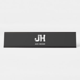 PLACA DE MESA MONOGRAMA DE DUAS LETRAS BRANCO MINIMALISTA NOME P